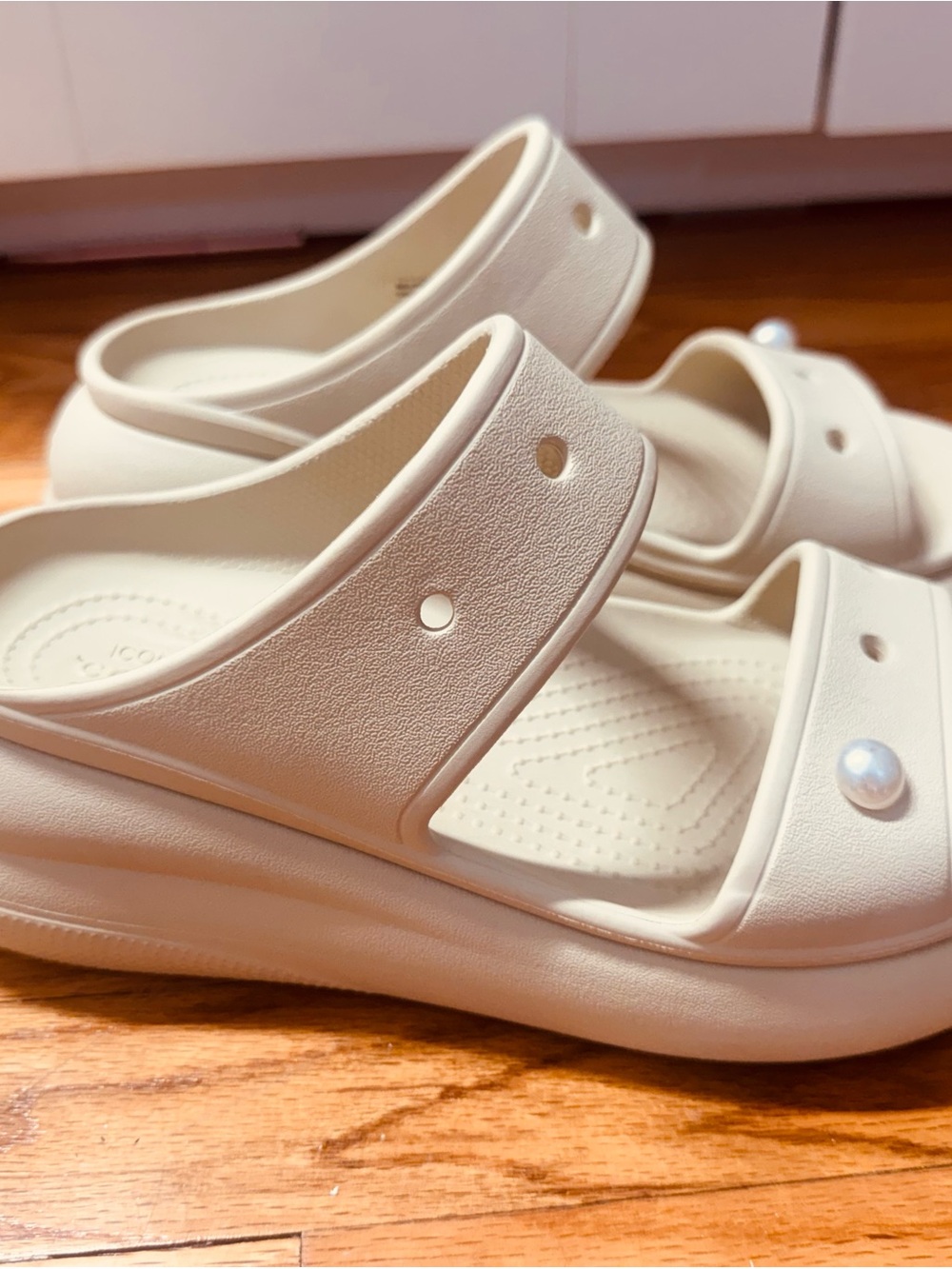 CROCS Women's Cream Platform Slide Sandals